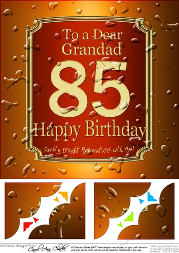 8 x 8 85th Birthday Grandad Beer Label Scalloped Corner