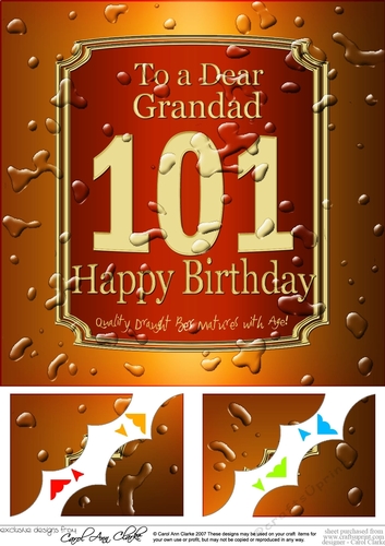 8 x 8 101st Birthday Grandad Beer Label Scalloped Corner
