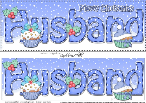 Large DL Merry Christmas HUSBAND 3D decoupage with Cupcakes
