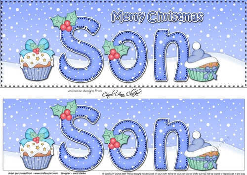 Large DL Merry Christmas SON 3D decoupage with Cupcakes