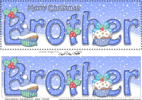 Large DL Merry Christmas BROTHER 3D decoupage with Cupcakes