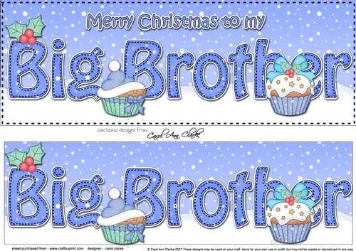 Large DL Merry Christmas BIG BROTHER 3D decoupage with Cupcakes
