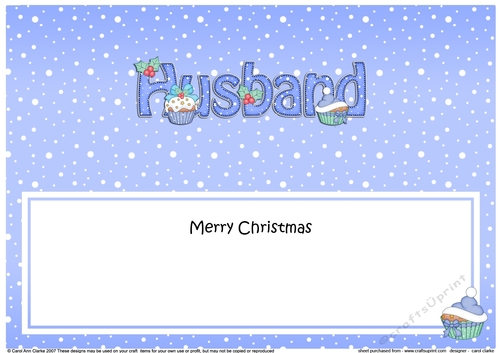Large DL Merry Christmas HUSBAND insert with Cupcakes