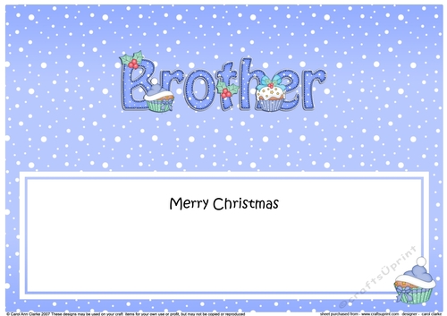 Large DL Merry Christmas BROTHER insert with Cupcakes