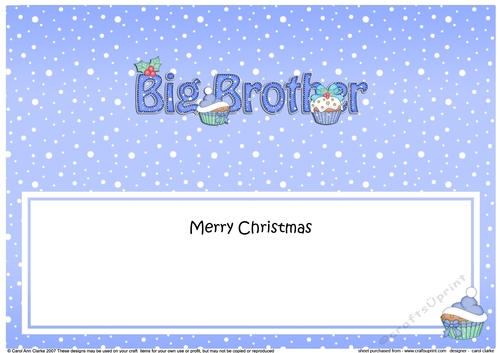 Large DL Merry Christmas BIG BROTHER insert with Cupcakes