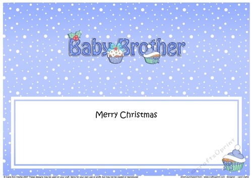 Large DL Merry Christmas BABY BROTHER insert with Cupcakes