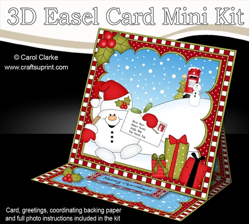 3D Easel Card Mini Kit - Christmas Snowball Sam has a Letter for Santa