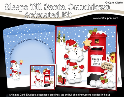 3D Animated Sleeps Till Santa Christmas Postbox Countdown Card Kit - Snowball Sam has a Star