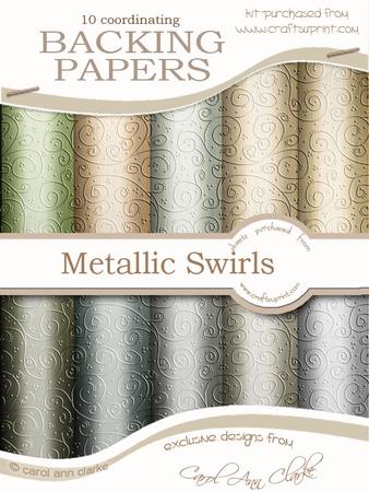 'metallic Swirls Embossed' Backing Papers Kit