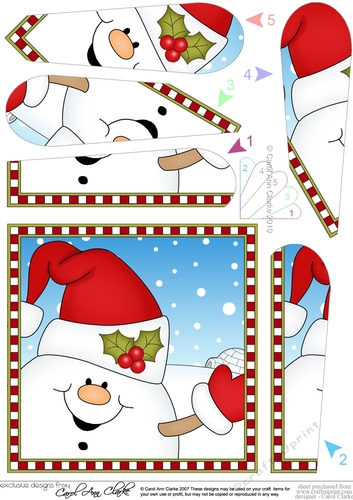 Christmas Fan Pyramage Topper - Cute Fun Snowball Sam