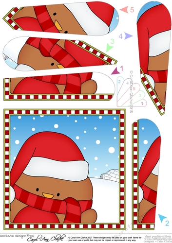 Christmas Fan Pyramage Topper - Cute Fun Bobbin Robin