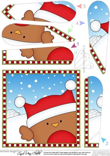 Christmas Fan Pyramage Topper - Cute Fun Bobbin Robin
