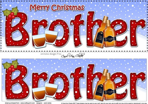 Large DL Merry Christmas BROTHER with Whisky 3D decoupage 