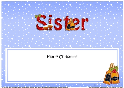 Large DL Merry Christmas SISTER with Whisky insert