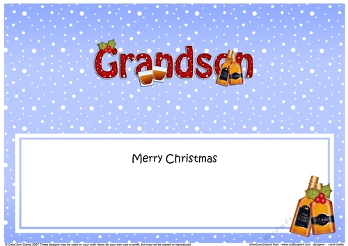 Large DL Merry Christmas GRANDSON with Whisky insert