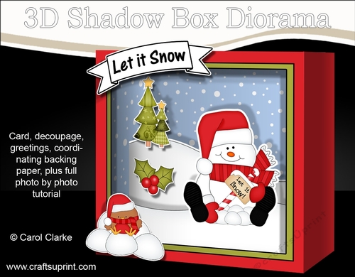 3D Christmas Diorama Shadow Box Card Mini Kit - Snowman Oli wants it to Snow!
