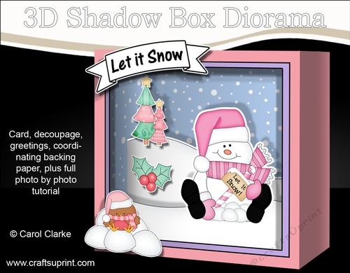 3D Christmas Diorama Shadow Box Card Mini Kit - Snowman Oli wants it to Snow!