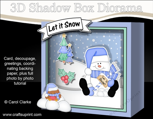 3D Christmas Diorama Shadow Box Card Mini Kit - Snowman Oli wants it to Snow!