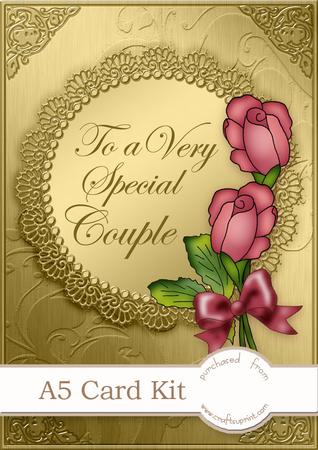 A5 Roses and Metallic Lace Kit with 3D Decoupage