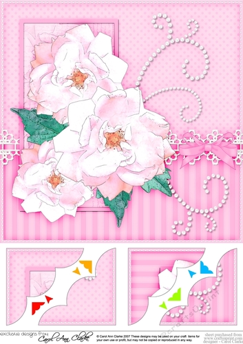 A Touch of Elegance Flowers, Pearls and Lace 8 x 8 Scalloped Corner Topper  