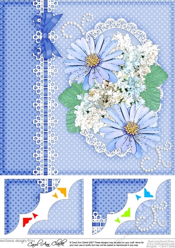 A Touch of Elegance Flowers, Pearls and Lace 8 x 8 Scalloped Corner Topper  