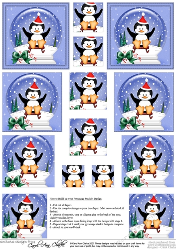 Christmas Penguin Snowglobe Pyramage sheet