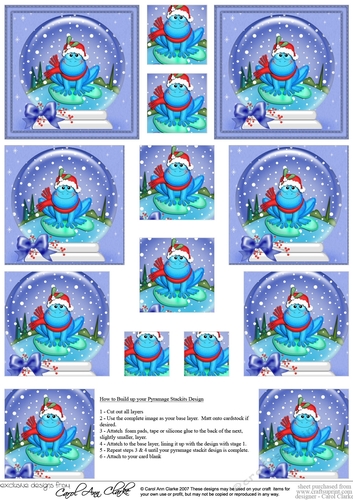Christmas Freddy Frog Snowglobe Pyramage sheet