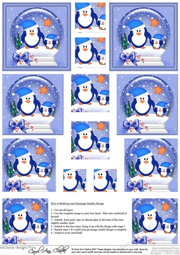 Christmas Penguins Snowglobe Pyramage sheet