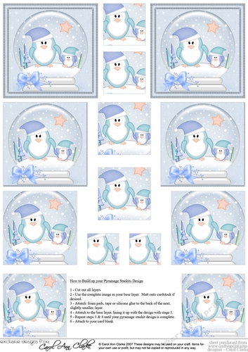 Christmas Penguins Snowglobe Pyramage sheet