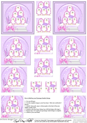 Christmas Penguins Snowglobe Pyramage sheet