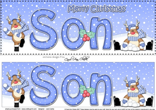 Large DL Merry Christmas SON 3D decoupage with Rudolph 