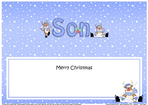 Large DL Merry Christmas SON insert with Rudolph
