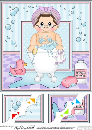 8 x 8 Scalloped Corner Topper - Bathtub Buddies Lady