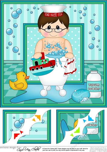 8 x 8 Scalloped Corner Topper - Bathtub Buddies Man