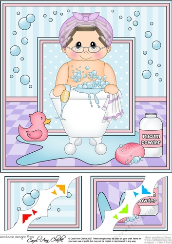 8 x 8 Scalloped Corner Topper - Bathtub Buddies Older Lady