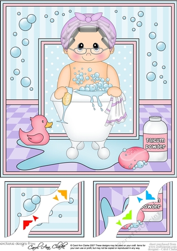 8 x 8 Scalloped Corner Topper - Bathtub Buddies Old Lady