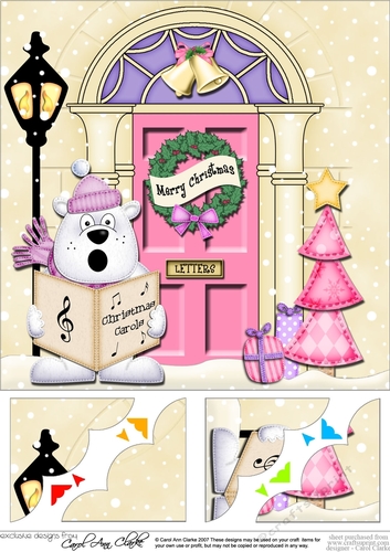 Christmas Ben Polar Bear - 8 x 8 Christmas Door Scalloped Corner Topper