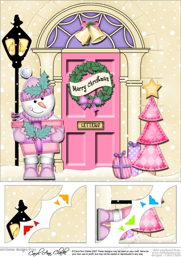Christmas Snowman - 8 x 8 Christmas Door Scalloped Corner Topper