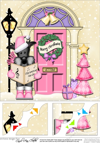 Christmas Hamish Scottie Dog - 8 x 8 Christmas Door Scalloped Corner Topper