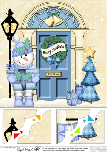 Christmas Snowman - 8 x 8 Christmas Door Scalloped Corner Topper