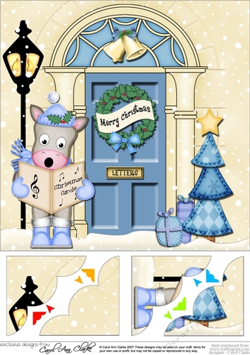 Christmas GiGi Horse - 8 x 8 Christmas Door Scalloped Corner Topper