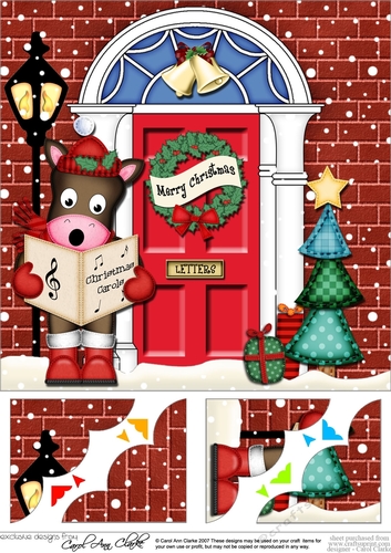 Christmas GiGi Horse - 8 x 8 Christmas Door Scalloped Corner Topper