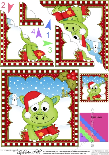 Christmas Dinosaur Scalloped Corner Stacker