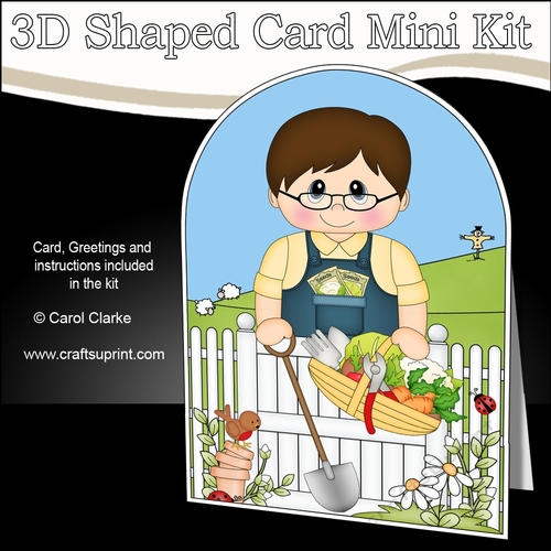 3D Shaped Card  Kit - In the Garden - Man has picked the Veggies