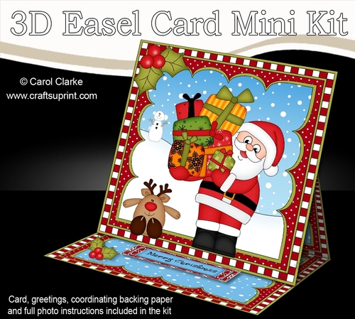 3D Easel Card Mini Kit - Christmas Santa has lots of Presents!