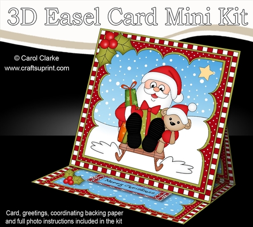 3D Easel Card Mini Kit - Christmas Santa is Sledging!