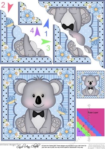 Cute Little Koala Bear Scalloped Corner Stacker