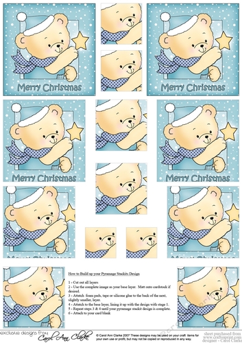 Hunney Bear Robert has a Christmas Star -  Pyramage sheet