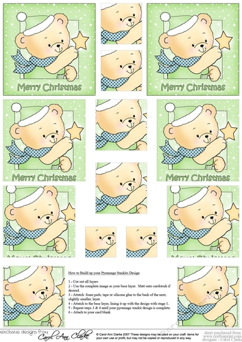Hunney Bear Robert has a Christmas Star -  Pyramage sheet