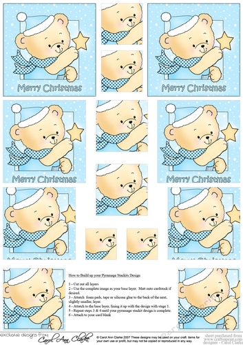 Hunney Bear Robert has a Christmas Star -  Pyramage sheet